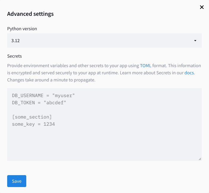 Advanced settings for deploying your app